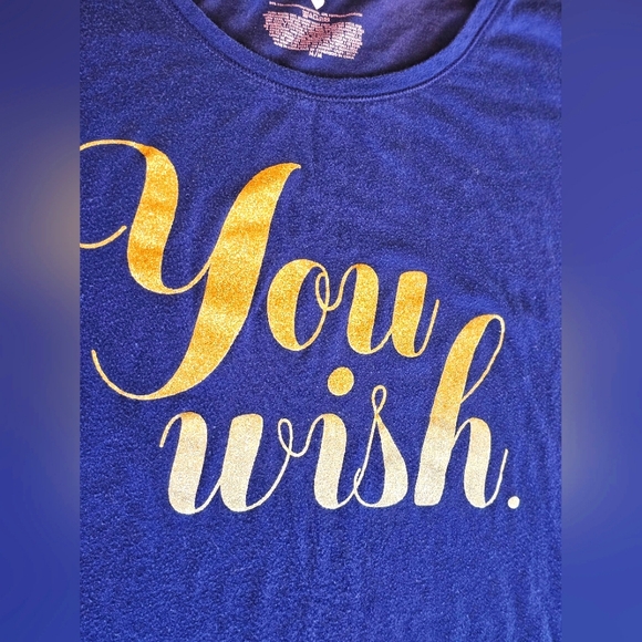 Victoria's Secret Navy Blue & Gold Glitter "You Wish" Nightgown Top Dress Size M - Picture 6 of 8